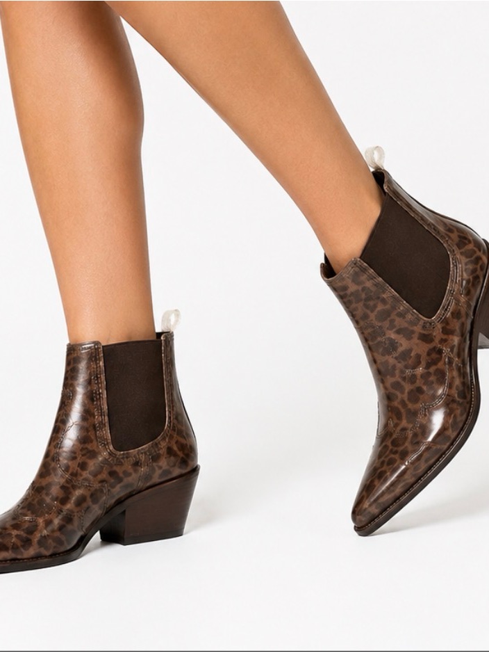 Sam Edelman Leopard Print Western Chelsea Ankle Boots Women’s
